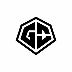 GO monogram logo with hexagon shape and line rounded style design template