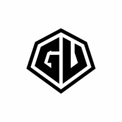 GV monogram logo with hexagon shape and line rounded style design template