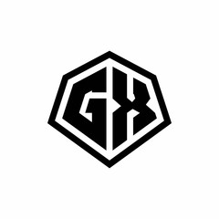 GX monogram logo with hexagon shape and line rounded style design template