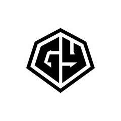 GY monogram logo with hexagon shape and line rounded style design template