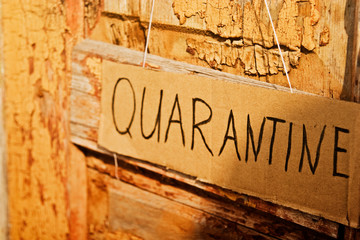 Forced quarantine due to the abrupt spread of coronavirus. Outbreak of coronavirus infection in Italy and hard quarantine. Coronavirus outbreak in the United States of America. Close-up quarantine tab