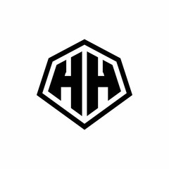 HH monogram logo with hexagon shape and line rounded style design template