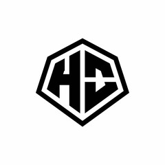 HO monogram logo with hexagon shape and line rounded style design template