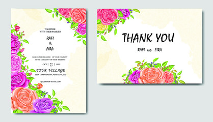 Beautiful wedding invitation card with flowers