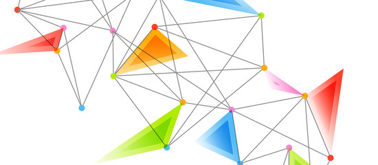 Line points connections, triangular technology design. Abstract geometric background