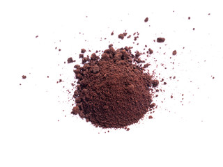 Coffee or chocolate powder isolated on white background