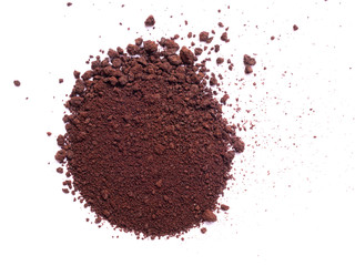 Coffee or chocolate powder isolated on white background