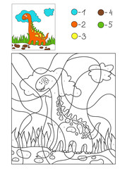 coloring by numbers, dinosaur. child development