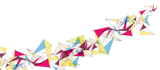 Obraz premium Line points connections, triangular technology design. Abstract geometric background