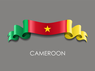 Cameroon flag wavy ribbon background. Vector illustration.