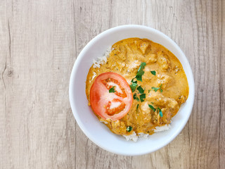 Handmade Indian curry chicken rice