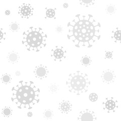 Coronavirus seamless patten. Vector light gray minimal background with covid-19 virus