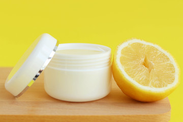 Citrus cream for the body, cream in a plastic jar