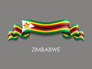 Zimbabwean flag wavy ribbon background. Vector illustration. - obrazy, fototapety, plakaty