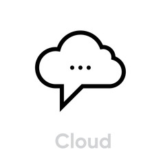 Cloud message social icon. Editable Vector Outline.