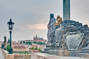 Fototapeta premium Charles Bridge crossing Vltava river.
