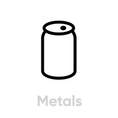 Metals recycling icon. Editable Line Vector.