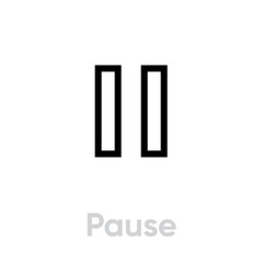 Pause icon. Editable Vector Outline.