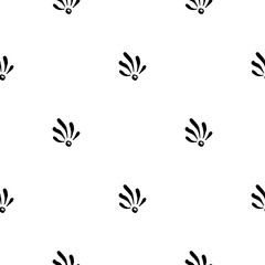 Seamless pattern with simple abstract flowers and leaves on white background. Hand drawn vector illustration.