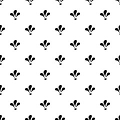 Fototapeta na wymiar Seamless pattern with simple abstract flowers and leaves on white background. Hand drawn vector illustration.