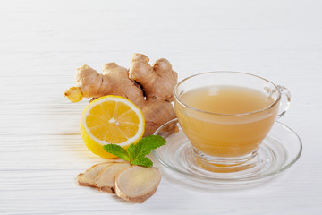 Ginger and lemon fresh cocktail, immunotherapy drink