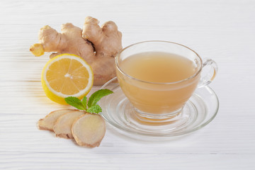 Ginger and lemon fresh cocktail, immunotherapy drink