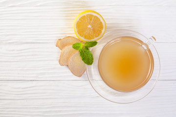 Ginger and lemon fresh cocktail, immunotherapy drink