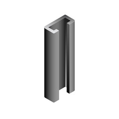 Steel product vector icon. C profile shape. That alloy of iron from steel production industry and metallurgy used as beam, bar, frame, girder, structure in engineering, construction building material.