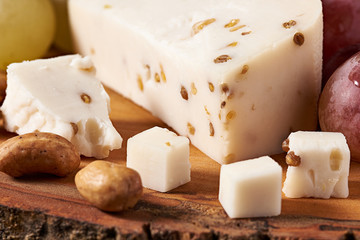 Goat cheese, nuts and grapes