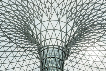 Double Curve Funnel Shaped Architectural Glass Steel Structure Skylight.