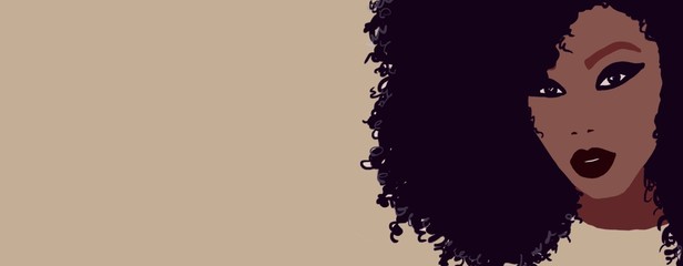 Black woman. hair care. African american girl with afro hair, illustration. African queen  - obrazy, fototapety, plakaty