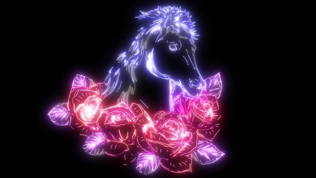 running horse with roses animation