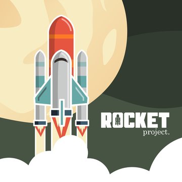  Vector illustration of the Rocket Project is suitable for creating desian images in the media and branding.