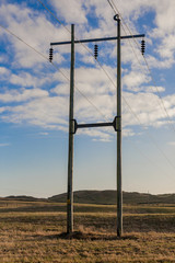 SKUDENESHAVN, NORWAY - 2016 FEBRUARY 25. Electric power transmission.