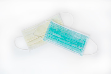 two medical surgical flu ilness protective face masks