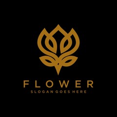 flower floral line beauty premium simple logo template
