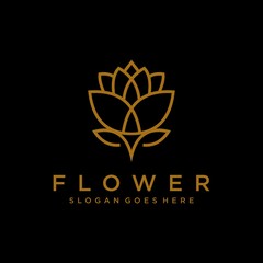 flower floral line beauty premium simple logo template