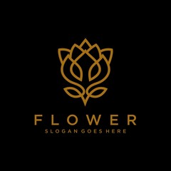flower floral line beauty premium simple logo template