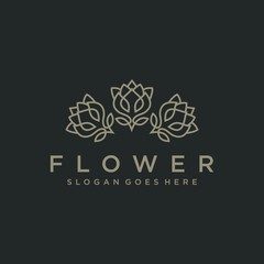 flower floral line beauty premium simple logo template