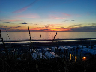 Sunset sky at the beach of Zandvoort aan Zee, Netherlands