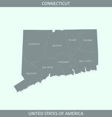 County map of Connecticut