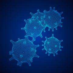 Corona Virus virion of Coronavirus. Covid virus that caused epidemic of pneumonia in China. Wireframe low poly mesh vector illustration.