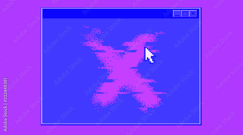Aufkleber Computer screen with Command-line interface or console terminal. Retrofuturistic vaporwave style illustration in punchy pastel colors.