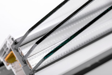 Plastic window profile with triple glazing