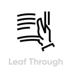 Leaf through book read icon. Editable line vector.