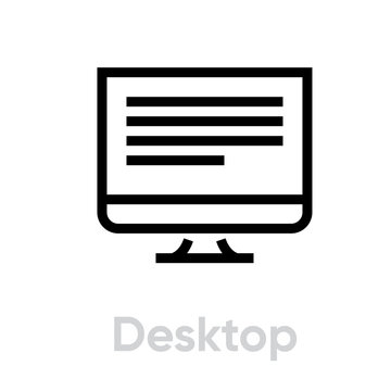 Desktop book read icon. Editable line vector.