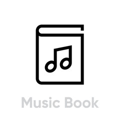 Music book icon. Editable line vector.