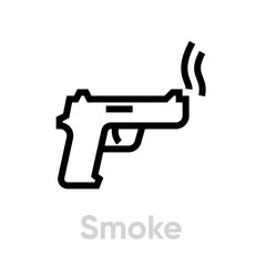 Smoke gun shot icon. Editable line vector.