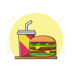 Drink and Burger Icon Design Vector