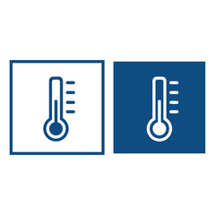 Painted glass thermometer. Two square options. Vector blue icons.